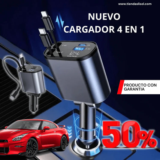 CARGADOR RETRÁCTIL PARA AUTO 4 en 1